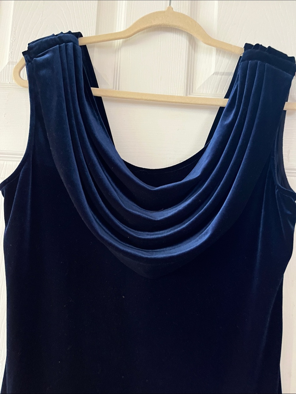 Alex Evenings Navy Velvet Cowl Neck Maxi Dress - Picture 2 of 5